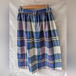 VTG Wool Blue Purple Hue Midi Skirt